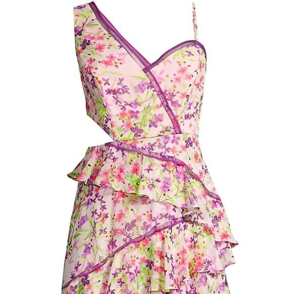 BCBGMaxAzria | Dresses | Asymmetric Floral Mini Dress Bcbg | Poshmark